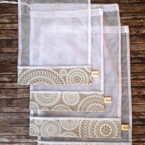 Mandala mintás öko tasak 4 darabos szett Új minta!  Zero waste Nowaste - táska & tok - bevásárlás & shopper táska - zöldség/gyümölcs zsák - Meska.hu