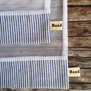 Kék - fehér klasszikus csíkos két darabos újra tasak - öko tasak Zero Waste - táska & tok - bevásárlás & shopper táska - zöldség/gyümölcs zsák - Meska.hu