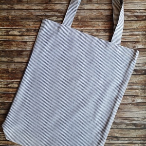 Kék -fehér csíkos klasszikus  vászon bevásárló táska - szatyor Zero Waste, Táska & Tok, Bevásárlás & Shopper táska, Shopper, textiltáska, szatyor, Varrás, MESKA