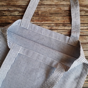 Kék -fehér csíkos klasszikus  vászon bevásárló táska - szatyor Zero Waste - táska & tok - bevásárlás & shopper táska - shopper, textiltáska, szatyor - Meska.hu