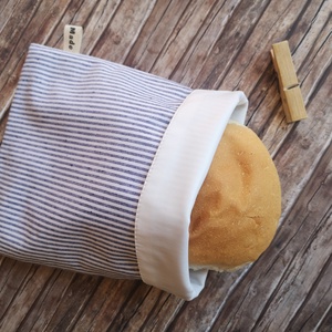  Snackbag Kék - fehér klasszikus csíkos facsipesszel - újraszalvéta Zerowaste, Táska & Tok, Uzsonna- & Ebéd tartó, Szendvics csomagoló, Varrás, MESKA