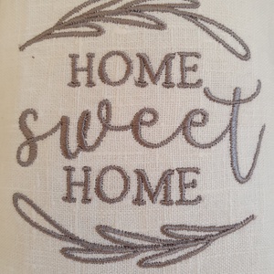 Home sweet  home hímzett len - vászon házikó - otthon & életmód - dekoráció - ajtó- és ablak dekoráció - ajtódísz & kopogtató - Meska.hu