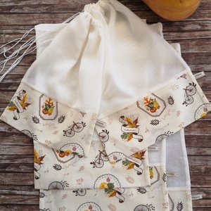Vintage öko tasak szett 5 darabos Zero Waste, Táska & Tok, Bevásárlás & Shopper táska, Zöldség/Gyümölcs zsák, Varrás, MESKA