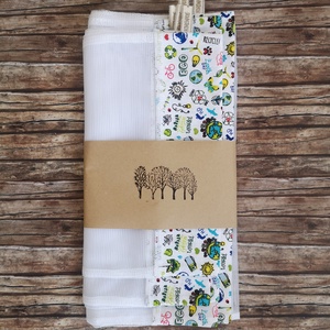 Eco környezettudatos  mintás Öko tasak szett 5 db Zero Waste - táska & tok - bevásárlás & shopper táska - zöldség/gyümölcs zsák - Meska.hu