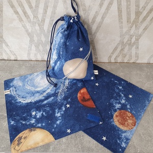 Univerzum újraszalvéta + snackbag + szalvéta szett Sötétben világít!!! ZeroWaste - táska & tok - uzsonna- & ebéd tartó - szendvics csomagoló - Meska.hu