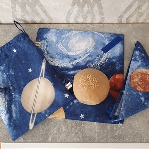 Univerzum újraszalvéta + snackbag + szalvéta szett Sötétben világít!!! ZeroWaste - táska & tok - uzsonna- & ebéd tartó - szendvics csomagoló - Meska.hu