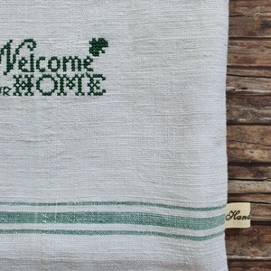 Bagett kenyeres zsák Welcome home hímzéssel PUL béléssel Zero Waste - táska & tok - bevásárlás & shopper táska - kenyeres zsák - Meska.hu