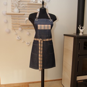 Női Burberry + Farmer kötény- Urban style sötétkék - otthon & életmód - konyhafelszerelés, tálalás - konyhai textil - kötény - Meska.hu