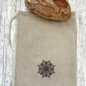 Mandala mintás hímzett lenvászon kenyeres zsák Zero Waste - táska & tok - bevásárlás & shopper táska - kenyeres zsák - Meska.hu