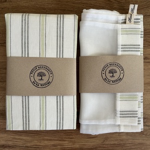 Csíkos len bevásárló szett, táska, öko tasak,  Zerowaste - táska & tok - bevásárlás & shopper táska - shopper, textiltáska, szatyor - Meska.hu