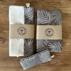Bevásárló szett szürke/fehér szín táska, öko tasak, neszivel Zerowaste - táska & tok - bevásárlás & shopper táska - shopper, textiltáska, szatyor - Meska.hu