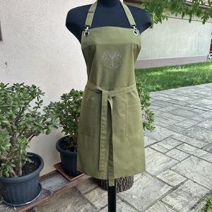 Életfa mintás hímzett kötény zsályazöld színben - otthon & életmód - konyhafelszerelés, tálalás - konyhai textil - kötény - Meska.hu