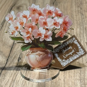 Nőnapi akril virág rózsa és Orchidea  - otthon & életmód - dekoráció - virágdísz és tartó - virágbox, virágdoboz - Meska.hu