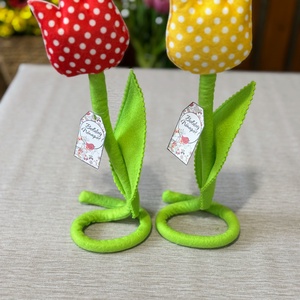 Nőnapi textil  álló tulipánok  - otthon & életmód - virágdekoráció - virágdíszek - asztali virágdísz - Meska.hu