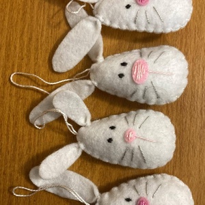 Húsvéti tojásdísz - nyuszi fehér, Otthon & Életmód, Dekoráció, Fali és függő dekoráció, Függődísz, Varrás, MESKA