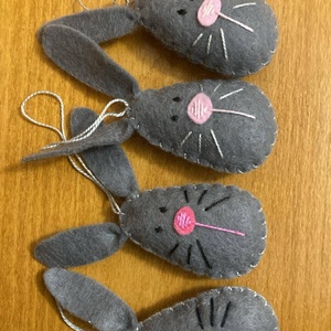 Húsvéti tojásdísz - nyuszi szürke, Otthon & Életmód, Dekoráció, Fali és függő dekoráció, Függődísz, Varrás, MESKA