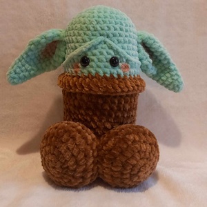 Könyvtámasz- horgolt Yoda kuki Star Wars  - otthon & életmód - dekoráció - asztal és polc dekoráció - könyvtámasz - Meska.hu