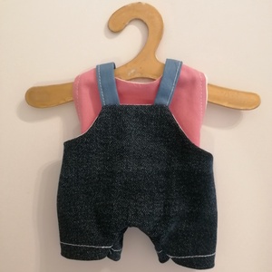 Ruházat, pink felsó és kertészshort -  Textiljáték figurákra (Maci, Őzi, Nyuszi, Kutyus, Egérke, Panda), Játék & Sport, Baba & babaház, Babaruha, babakellék, , MESKA