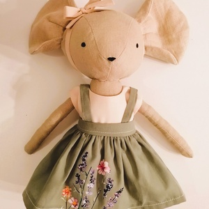 Egérke virágmintás szoknyában  - kézműves , textil játékfigura  - Meska.hu
