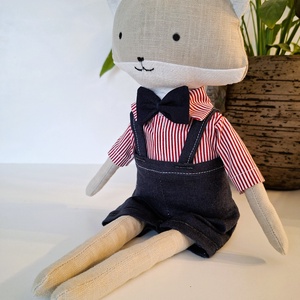 Rókafiú, kantáros nadrágban, ingben  - kézműves , textil játékfigura  - játék & sport - plüssállat & játékfigura - róka - Meska.hu
