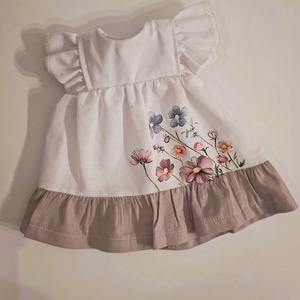 Romantikus, hosszú fodros, virágmintás babaruha - ruházat, babaruha textiljáték figurákra (Maci, Őzi, Nyuszi, Kutyus, Eg, Játék & Sport, Baba & babaház, Játékbaba, babakellék, , MESKA