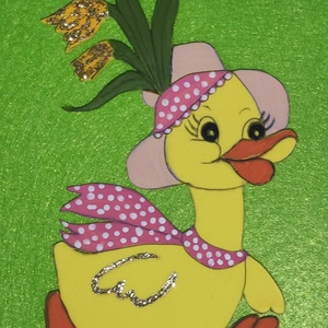 Húsvéti kiskacsa kalapban, Otthon & Életmód, Konyhafelszerelés, tálalás, Konyhai dekoráció, Hűtőmágnes, Festett tárgyak, MESKA