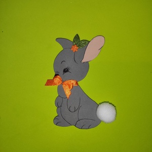 Húsvéti nyuszi narancssárga masnival, hűtőmágnes, Otthon & Életmód, Konyhafelszerelés, tálalás, Konyhai dekoráció, Hűtőmágnes, Mindenmás, MESKA