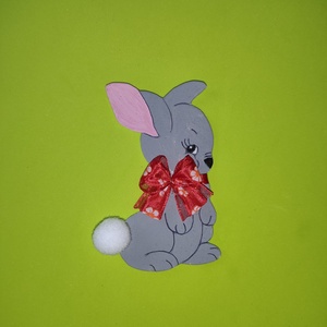 Húsvéti nyuszi piros masnival, hűtőmágnes, Otthon & Életmód, Konyhafelszerelés, tálalás, Konyhai dekoráció, Hűtőmágnes, , MESKA