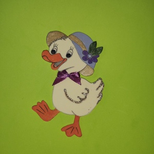 Vidám húsvéti kacsa virágos kalapban - Meska.hu