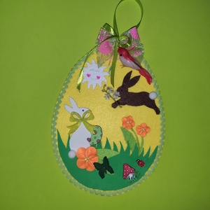 Nyuszi virággal, gyerekszoba dekoráció, húsvéti falikép, Baba - mama, Babaszoba dekoráció, Babaszoba kép, Mindenmás, MESKA