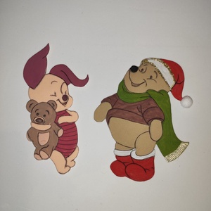 Micimackó és Malacka karácsonya- hűtőmágnes csomag 2 darabos, Otthon & Életmód, Konyhafelszerelés, tálalás, Konyhai dekoráció, Hűtőmágnes, Festett tárgyak, MESKA