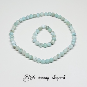 Larimar (delfinkő) ásvány karkötő és gyűrű szett  - ékszer - ékszerszett - Meska.hu
