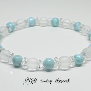 Larimar és hegyikristály ásvány karkötő - ékszer - karkötő - bogyós karkötő - Meska.hu