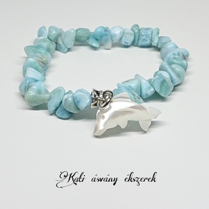 Larimar (delfinkő) ásvány karkötő és fülbevaló  - ékszer - ékszerszett - Meska.hu