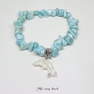 Larimar (delfinkő) ásvány karkötő és fülbevaló  - ékszer - ékszerszett - Meska.hu