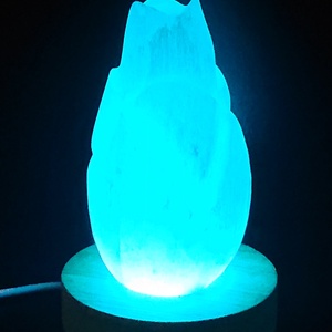 Szelenit energetizáló virág lámpa fatalppal színváltós  - otthon & életmód - lámpa - hangulatlámpa - Meska.hu