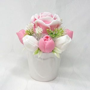 Rózsaszín-fehér szappanvirág csokor, Otthon & Lakás, Dekoráció, Virágdísz és tartó, Csokor & Virágdísz, Virágkötés, Szappankészítés, MESKA