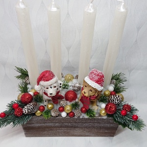 Karácsonyi kutyusos adventi dekoráció  - karácsony - adventi díszek - adventi asztaldísz - Meska.hu