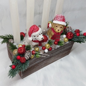 Karácsonyi kutyusos adventi dekoráció  - karácsony - adventi díszek - adventi asztaldísz - Meska.hu