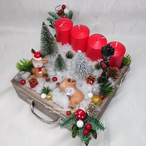 Világitós nagy karácsonyi fiókos adventi dekoráció - karácsony - adventi díszek - adventi koszorú - Meska.hu
