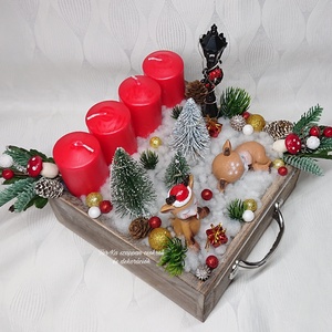 Világitós nagy karácsonyi fiókos adventi dekoráció - karácsony - adventi díszek - adventi koszorú - Meska.hu