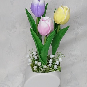 3 szál szappan tulipán kerámia szív kaspóban  - otthon & életmód - dekoráció - virágdísz és tartó - virágbox, virágdoboz - Meska.hu