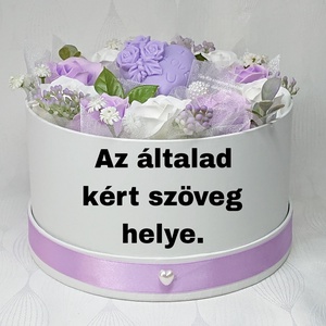 Szülőköszöntő szappanrózsa csokor fehér kerek dobozban egyedi szöveggel, Esküvő, Emlék & Ajándék, Köszönőajándék, Szappankészítés, MESKA
