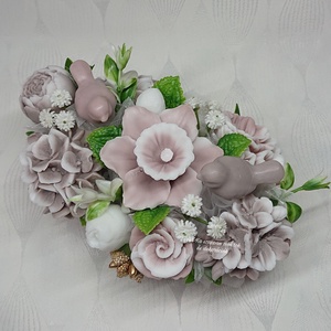 Szappanvirág csokor csónak alakú kaspóban - otthon & életmód - dekoráció - virágdísz és tartó - virágbox, virágdoboz - Meska.hu