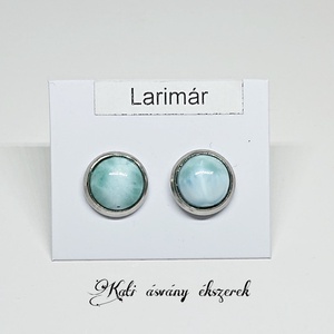 Larimar beszúros fülbevaló nemesacélban - Meska.hu