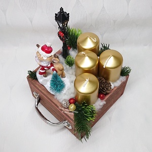 Karácsonyi fiókos őzikés adventi dekoráció  - karácsony - adventi díszek - adventi koszorú - Meska.hu