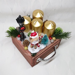 Karácsonyi fiókos őzikés adventi dekoráció  - karácsony - adventi díszek - adventi koszorú - Meska.hu
