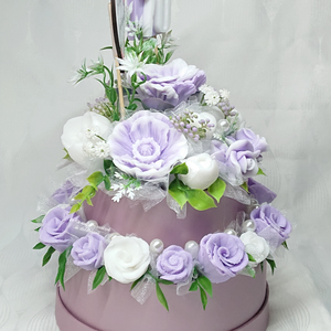 Különleges, emeletes torta szappanvirág box  - otthon & életmód - dekoráció - virágdísz és tartó - csokor & virágdísz - Meska.hu