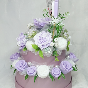 Különleges, emeletes torta szappanvirág box  - otthon & életmód - dekoráció - virágdísz és tartó - csokor & virágdísz - Meska.hu