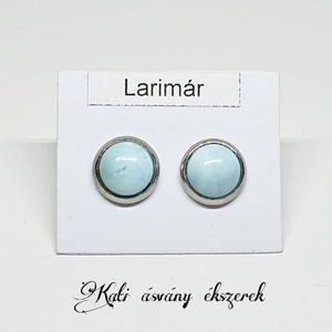 Larimar beszúros fülbevaló nemesacélban - Meska.hu